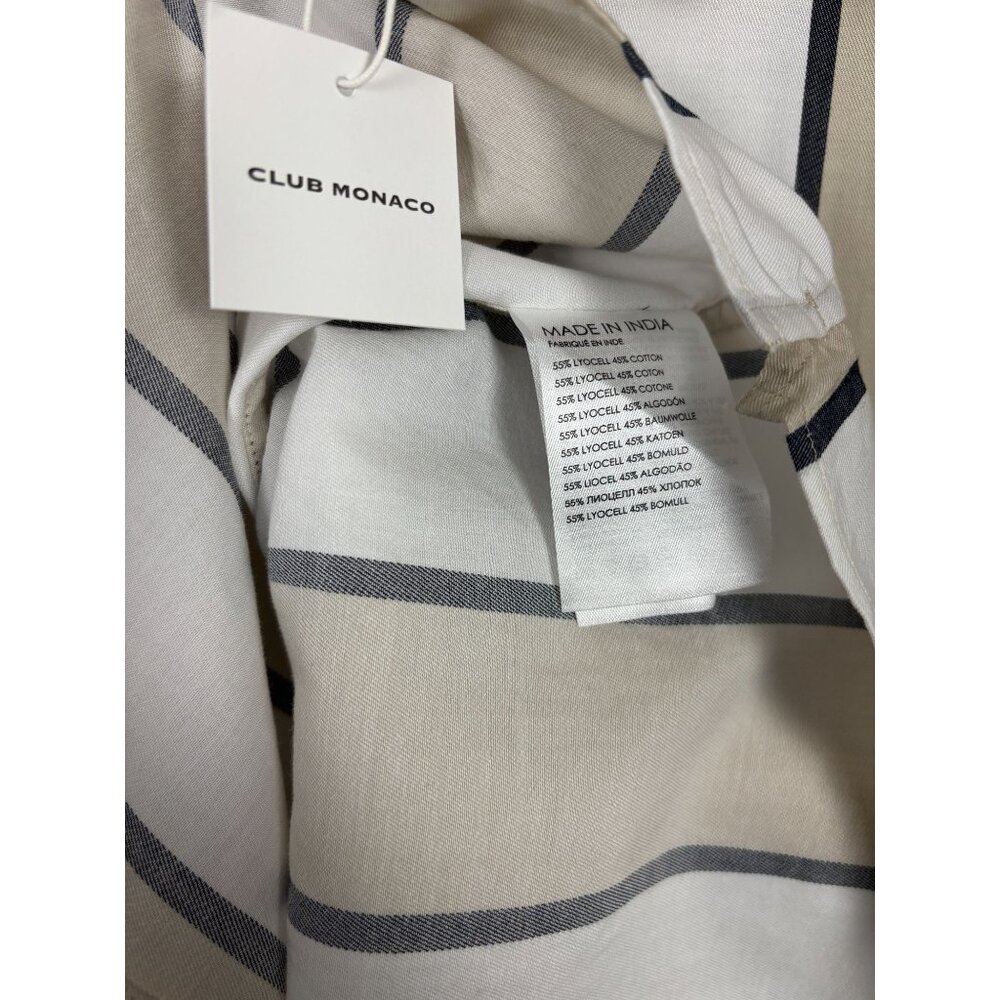 Club Monaco Mens Striped Short Sleeve Shirt Beige/White Size Extra Large NWT's - Picture 6 of 7